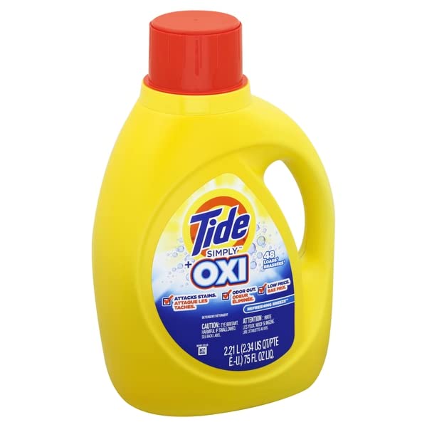 Tide Tide Simply Plus Oxi Liquid Laundry Detergent, Refreshing Breeze, 75 oz., 48 loads, 75 Fl oz