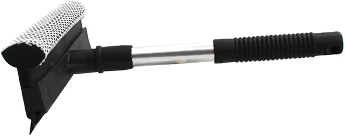 Double-Sided Window Glass Brush Cleaner Wiper Tool for Home Kitchen - Grip for Sliding Doors Mirrors and Vehicle Black