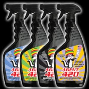 Agent 420 Odor Eliminator Trigger Spray, Black Glacier, 22 oz — Tea Tree Oil Breaks Down Smoke at the Molecular Level