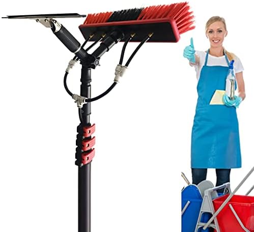 Glass Cleaning Brush Home Water Fed Telescopic Pole Kit Solar Panel Brush Rotating for Photovoltaic Panel，30FT Water Fed Telescopic Window Cleaning Pole Extendable Brush for Solar Panel Outd