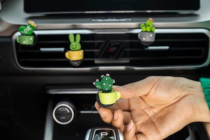 4-Pack Adorable Decorative Cactus LOVE Air Freshener, Vent Clip Interior Accessories, Car Scent Freshener Perfume Aromatherapy Clip