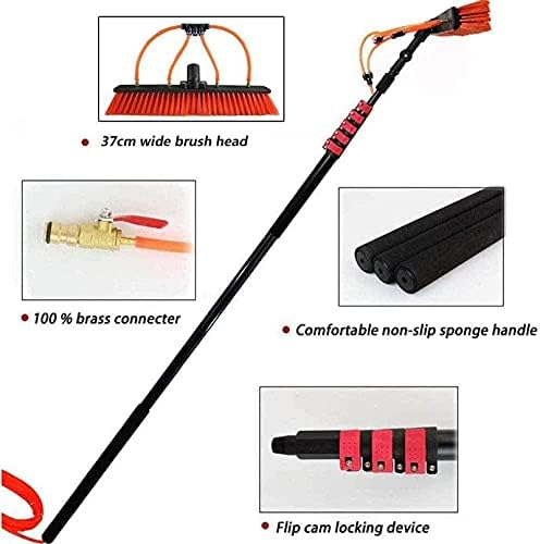 Glass Cleaning Brush,Window Cleaning Pole Water Fed Telescopic Brush Extendable Cleaner Conservatory Roof,Cleaning Photovoltaic and Solar Panels Water Fed Pole Kit,7.2M