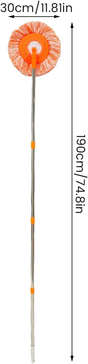 360° Rotatable Adjustable Cleaning Mop with Removable Poles and Replaceable Mop Heads, Extendable Wall Cleaning Mop, Window Cleaning Spin Mop for Floor Wall (4 Sections of Pole Plus 5 mop Cloths)