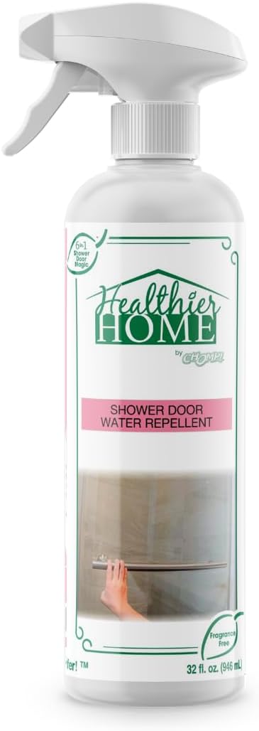 CHOMP Shower Door Water Repellent: Healthier Home ShowerDoorMagic 6 in 1 Hard Water Stain Preventer for Glass, Fiberglass, Tile & More- Spot, Soap Scum, Calcium & Limescale Prevention 32 oz.