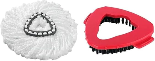 Spin Mop Replacement Head Mop Refill Compatible with Vileda Ocedar 1 Tank System Triangle Swivel Mops Microfiber Swivel Mop Refill,Deep Clean,Machine Washable and Easy to Replace (Mix-1pcWhite-1pcRed)