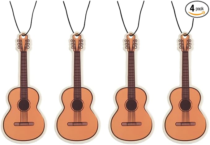 Fresh Fresheners Cute Funny Car Air Fresheners 4-pack Scented With Premium Oils (Guitar)