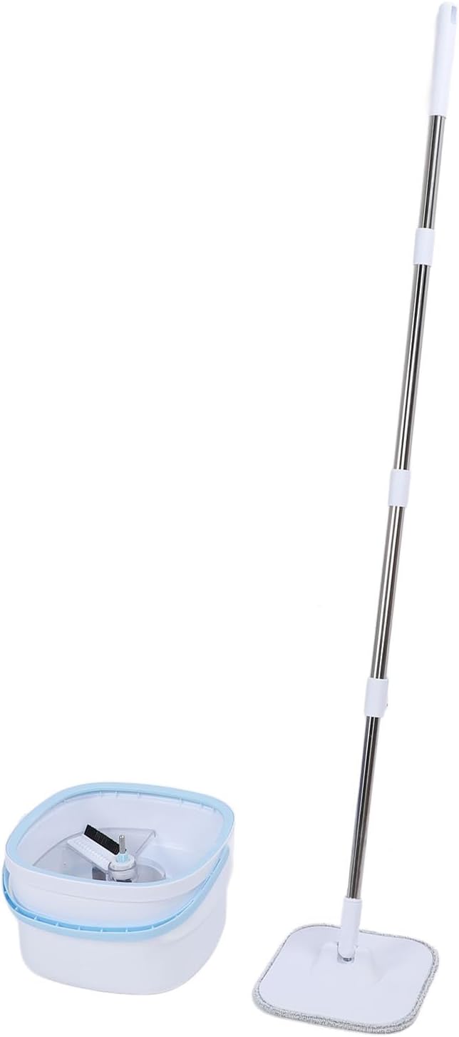 Living Appliances Spin Mop and Bucket Set Self Wringing 360 Degree Rotating Square Mop for Hardwood Tile Marble Floors