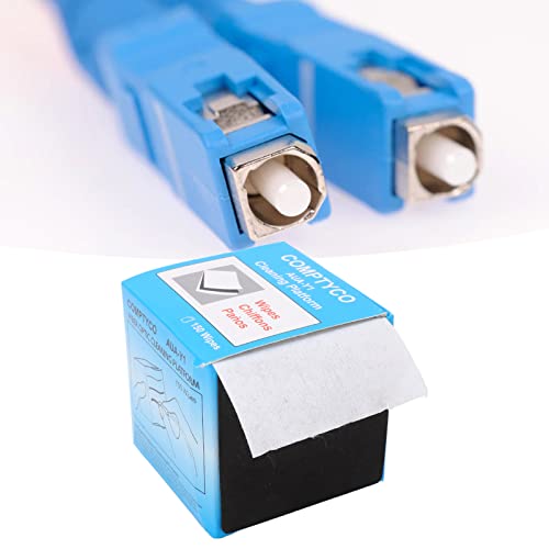 Fiber Optic Wipes, 150Pcs Fiber Optic Connector Cleaner Easy Tearing Both Wet and Dry Use Optical Fiber and Face Dust Paper with Rubber Pad