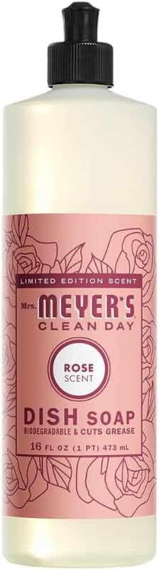 Mrs. MEYER'S Variety, 1 Room Freshener, 8 OZ, 1 Liquid Dish Soap, 16 OZ, 1 Liquid Hand Soap,12.5 OZ, 1 Multi-Surface Cleaner 16 OZ, 1 CT (Rose)