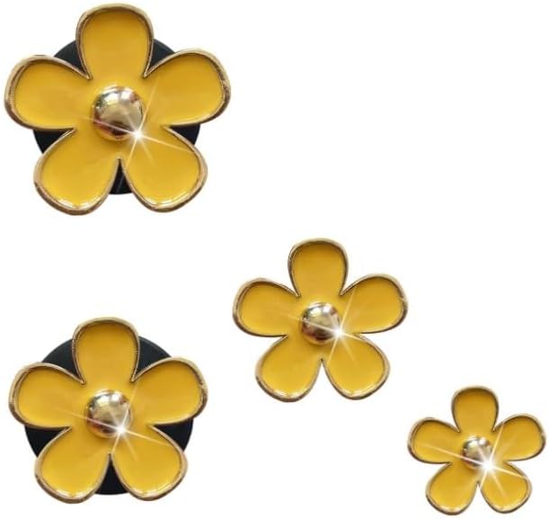 4Pcs Car Accessories Daisy Flowers Car Air Freshener Vent Clips,4 Sizes Cute Car Flowers Car Clips,Girly Women Flowers Car Accessories,Refillable Car Diffuser Air Fresheners Accessories (Yellow)