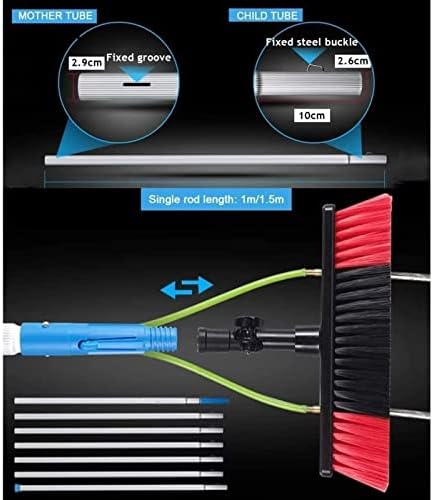 Glass Cleaning Brush Home Water Fed Telescopic Pole Kit Solar Panel Brush Rotating for Photovoltaic Panel，Telescopic Window Cleaning Pole Kit - 7m/22.9ft Extendable with 50cm Water Fed Brush