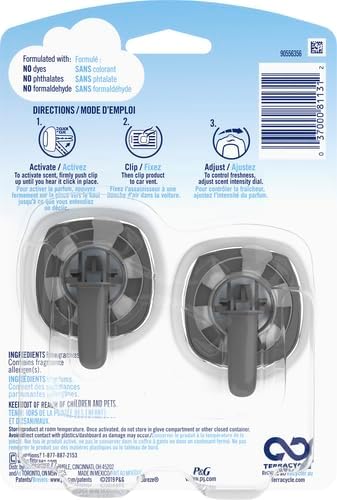 Febreze Car Air Fresheners, Linen & Sky, Odor Fighter for Strong Odors Car Vent Clips (2 Count)