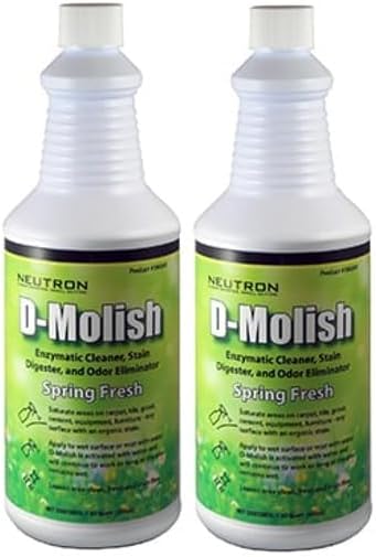 D-Molish Enzymatic – Spring Fresh (1 Bottle) – Stain & Odor Remover, Pet-Safe Drain & Grease Trap Treatment – Bathroom, Tile, Grout & Carpet (Quart) (2)