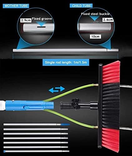 Glass Cleaning Brush Home Water Fed Telescopic Pole Kit Solar Panel Brush Rotating for Photovoltaic Panel，Telescopic Window Cleaning Pole Kit - 5M Extendable Water Fed Brush for Solar Panels
