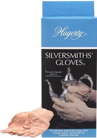 Hagerty 15010 Silversmiths’® Gloves – Reusable Tarnish-Preventive Polishing Gloves for Silver and Gold | No Water Needed, Hands Stay Clean | Made in USA