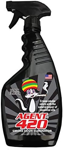 Agent 420 Odor Eliminator Trigger Spray, Black Glacier, 22 oz — Tea Tree Oil Breaks Down Smoke at the Molecular Level