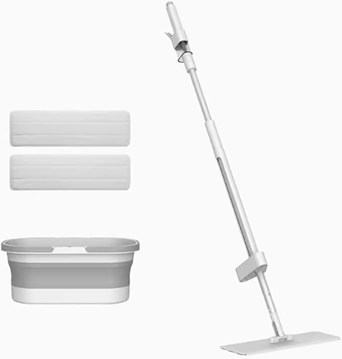 Mop, Spray Water Hands Free Mop Aluminum Rod Flat Mop Household Mop Spray Water Wet Dry Mop(WhiteA)