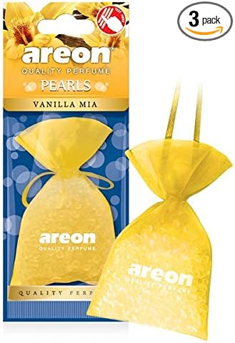 AREON Pearls I Car & Home Hanging Air Freshener I Quality Perfume I Vanilla Mia (Pack of 3)