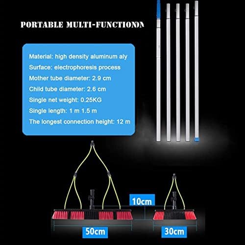 Glass Cleaning Brush Home Water Fed Telescopic Pole Kit Solar Panel Brush Rotating for Photovoltaic Panel，Telescopic Window Cleaning Pole Kit - 4m Extendable with 50cm Water Fed Brush for Wi