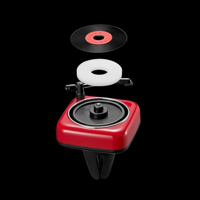 Record Player Car Vent Clips Air Freshener Retro Style Album Cover Car Air Conditioning Outlet Clip Fragrance Diffuser Car Interior Decoration Accessories, Red