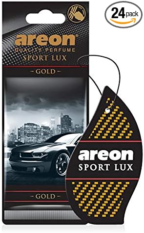 AREON Sport Lux Gold - Hanging Cardboard Air Freshener for Car, Home & Office - Premium Cologne Perfume with Natural Fragrances - Long Lasting, Fresh, Luxurious Scent - Stylish, Pack of 24