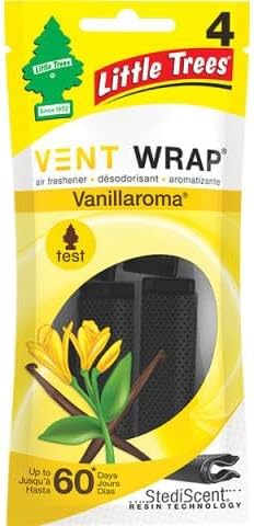 Little Tree Vent Warp 4 pack Assorted Scent Black Ice, New Car Scent, Vanillaroma, Strawberry, Great for Cars, Trucks, Home Air Fresheners AHSR Products Bundle + "AHSR Air Freshener"