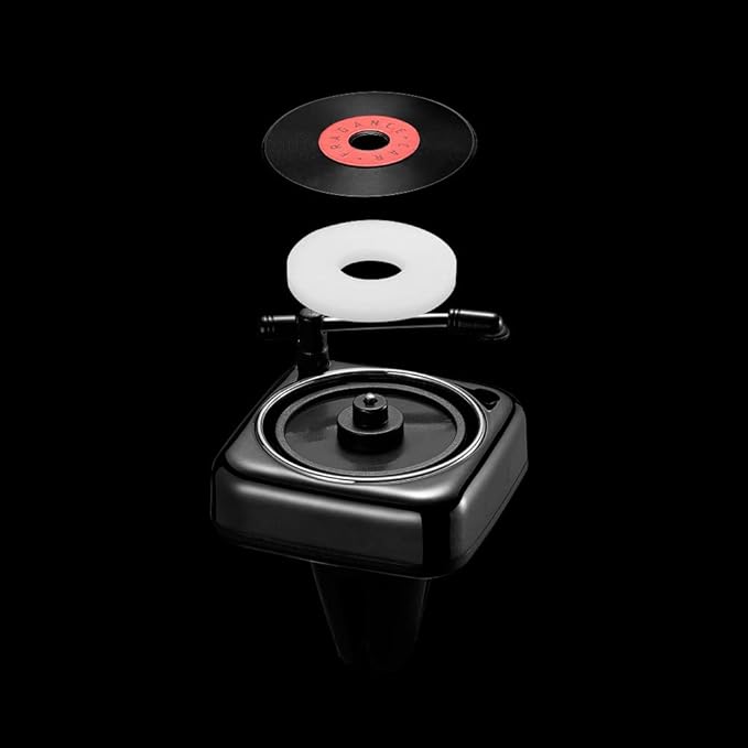 Record Player Car Vent Clips Air Freshener Retro Style Album Cover Car Air Conditioning Outlet Clip Fragrance Diffuser Car Interior Decoration Accessories, Black