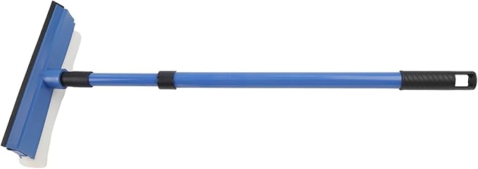 2 in 1 Casement Glass Cleaner with Telescopic Long Handle and Sponge Brush Plus Squeegee for Window Cleaning