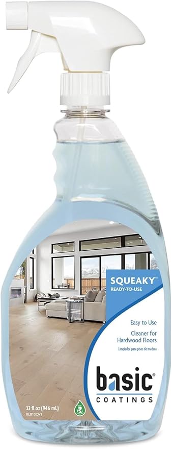 Basic Coatings Squeaky Hardwood Floor Cleaner Spray | Harwood Floor Cleaner | No Residue I Cleaning Solution I 32 oz