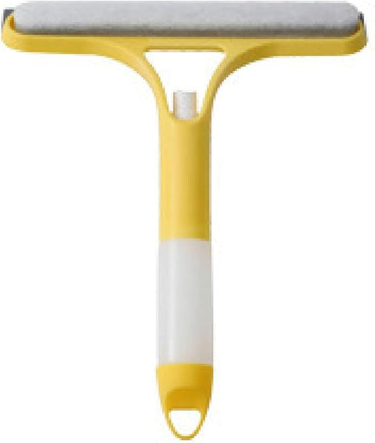 Zerodis Glass Cleaner 3 in 1 Handheld Wind Wiper Plastic Silicone Window Wiper with Spraying Function Suitable for Glass Doors Mirrors Tiles Car Interior Window Squeegee (Yellow)