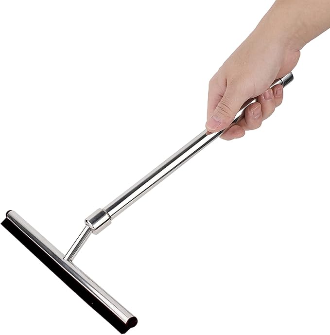 Extendable Handle Stainless Steel Window Glass Cleaner Wiper Bathroom Mirror Brush