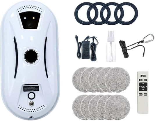 SAKER Automatic Smart Window Cleaning Robot - 90W Dual Spinning Pads with AI Smart Path & Smart Spray, Remote Control & 20-Min Backup Power for Glass, Mirrors & Smooth Tile