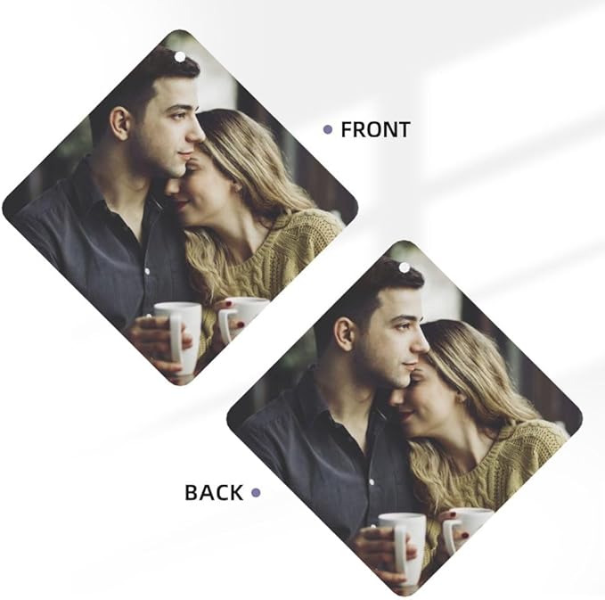 Personalized Car Hanging, Customizend Picture Name Logo Car Air Freshener Ornament, Double-Sided, Square