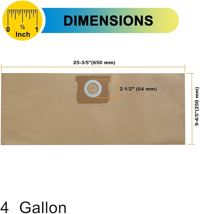 SpaceTent 5 Pack Replacement Shop Vac Filter Bags 25-1238 for Stanley and Porter-Cable 4 Gallon Wet Dry Vacuums PCX18301-4B SL18301-3B, Part# AT25-1238