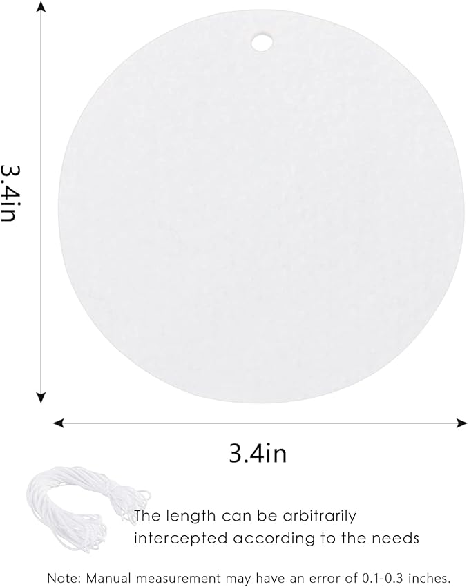 25 Pieces Round Sublimation Air Freshener Blank Car Scented Hanging Felt Sheets - White Fragrant With 25 Bags and Elastic Rope for Car Interior Use and Decor