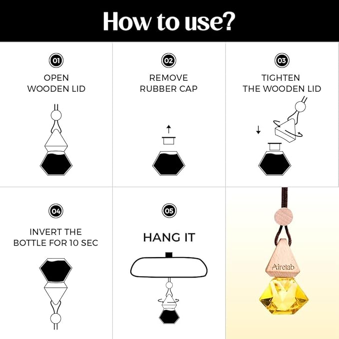 Car Air Freshener 8ml | Perfume Style Freshener Inspired by J.P.G Le male elixir Fragrance | Natural Essential Oil Glass Bottle with Wooden Diffuser | Lasts Up to 60 Days