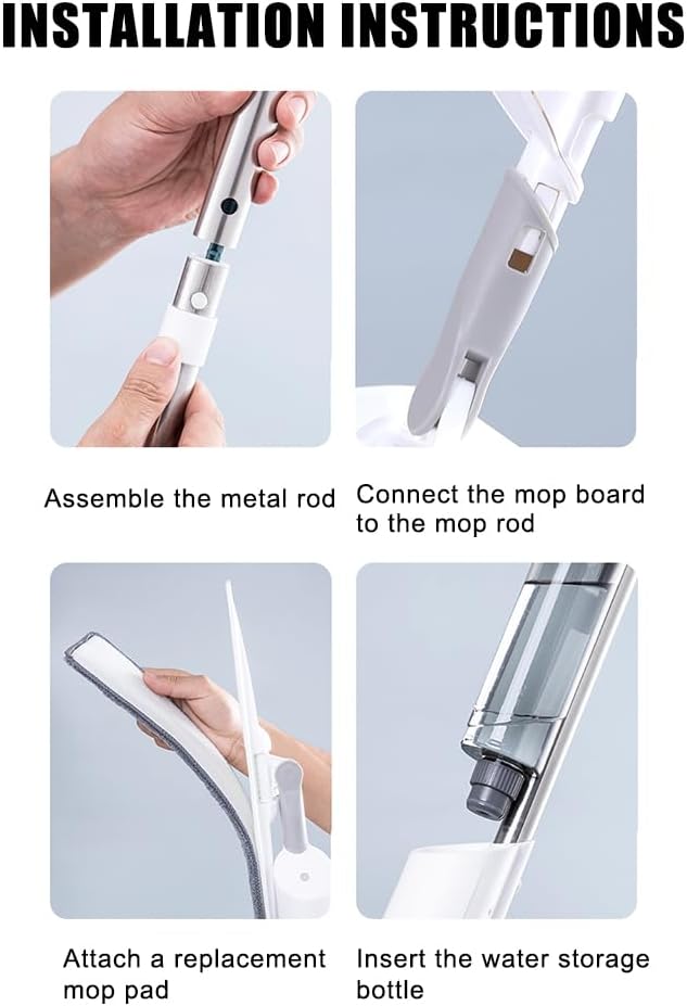 360 Swivel Spray Mop for Floor Cleaning with Refillable Water Tank Microfiber Pads Wet Dry Cleaning for Hardwood Tile Laminate Kitchen Home with Scraper