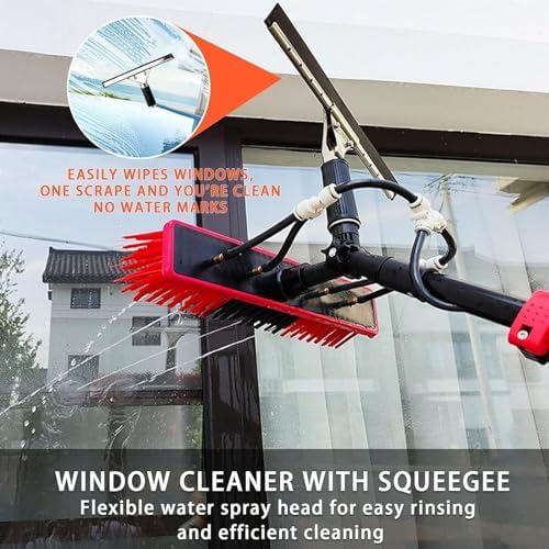 Glass Cleaning Brush Home Water Fed Telescopic Pole Kit Solar Panel Brush Rotating for Photovoltaic Panel，Telescopic Window Cleaning Kit - 3.6-11M Extension Pole with Solar Panel Brush for G