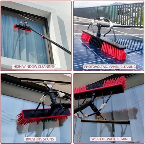 Glass Cleaning Brush Home Water Fed Telescopic Pole Kit Solar Panel Brush Rotating for Photovoltaic Panel，Telescopic Brush 10.8M Window Cleaning Rod Extendable Cleaner for Conservatory Roof