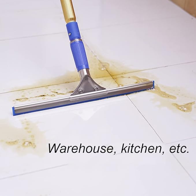 Window Glass Cleaner with Extension Pole 55"/94"/137"/177" Long Handled Cleaning Kit Rubber Wiper for Bathroom, Garage, Window Cleaning Equipment with Microfiber Scrubber (177")