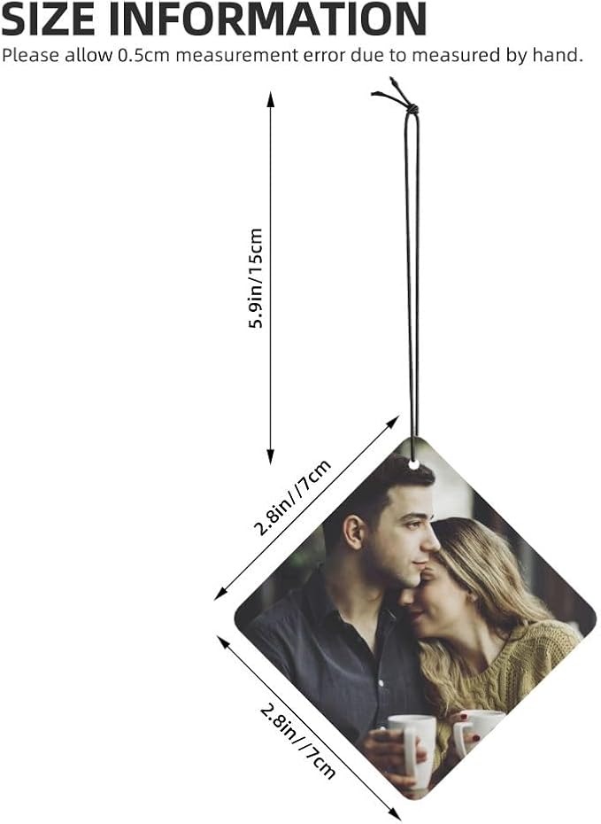 Personalized Car Hanging, Customizend Picture Name Logo Car Air Freshener Ornament, Double-Sided, Square