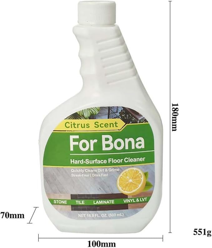 500ml Citrus Scent, Hard-Surface Floor Cleaner. Compatible For Bona Hardwood Floor Premium Spray Mop. Multi-Surface Floor Premium Microfiber Mop(1PCS 500ML)