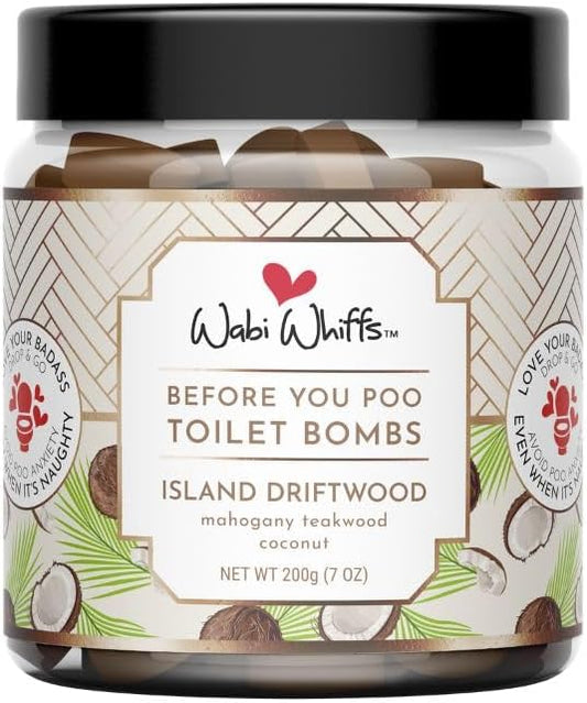 Fizzing Toilet Bombs – Island Driftwood | Natural Bathroom Deodorizer | Odor Eliminator Tablets For Freshness & Cleanliness | Eco-Friendly Septic Safe Tablets | 60 Count |