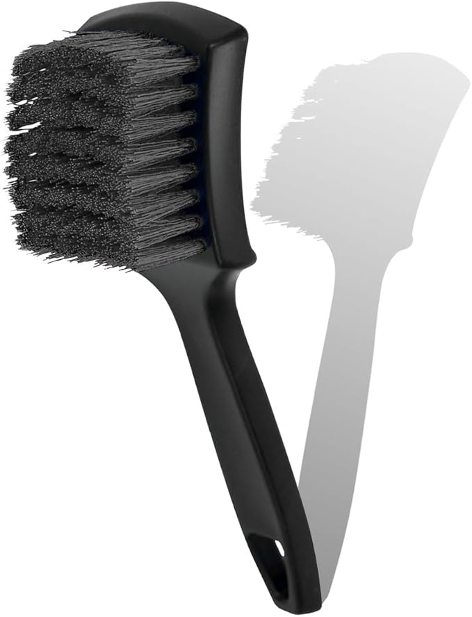 8.3×2.5 Inch Car Wash Brush, Soft Bristle Short Handle Carpet Cleaning Brush, Scrub Brush for Floor Mats, Tires, Automotive Wheel Bushes for Vehicle Interior & Home (Black)