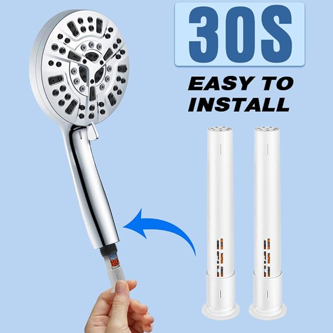 Amorix 2 Pack Shower Filter for Handheld Shower Head, Multi-stage Filter Cartridge for Hard Water, Reduce Chlorine