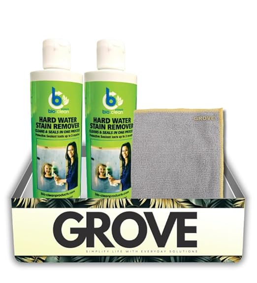 Bio-Clean 10 oz Hard Water Stain Remover 2x Bundle with Microfiber Cleaning Cloth – Removes Water Spots, Soap Scum, Mineral Deposits & More from Glass, Metal, and Surfaces – Gift Set (3 Items)