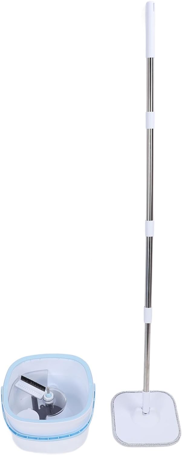 Living Appliances Spin Mop and Bucket Set Self Wringing 360 Degree Rotating Square Mop for Hardwood Tile Marble Floors