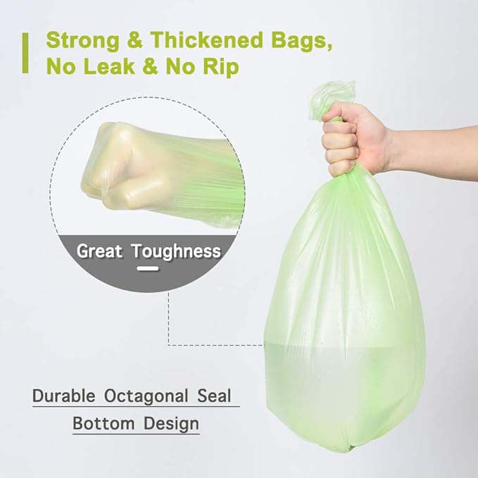 Jaoul Trash Bags 1.2 Gallon, Small Garbage Bags, Strong & Unscented Mini Trash Bags for Kitchen, Bathroom, Office, Restroom, Car, Green, 80 Counts