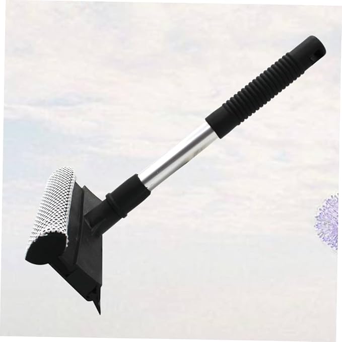 Double-Sided Window Glass Brush Cleaner Wiper Tool for Home Kitchen - Grip for Sliding Doors Mirrors and Vehicle Black