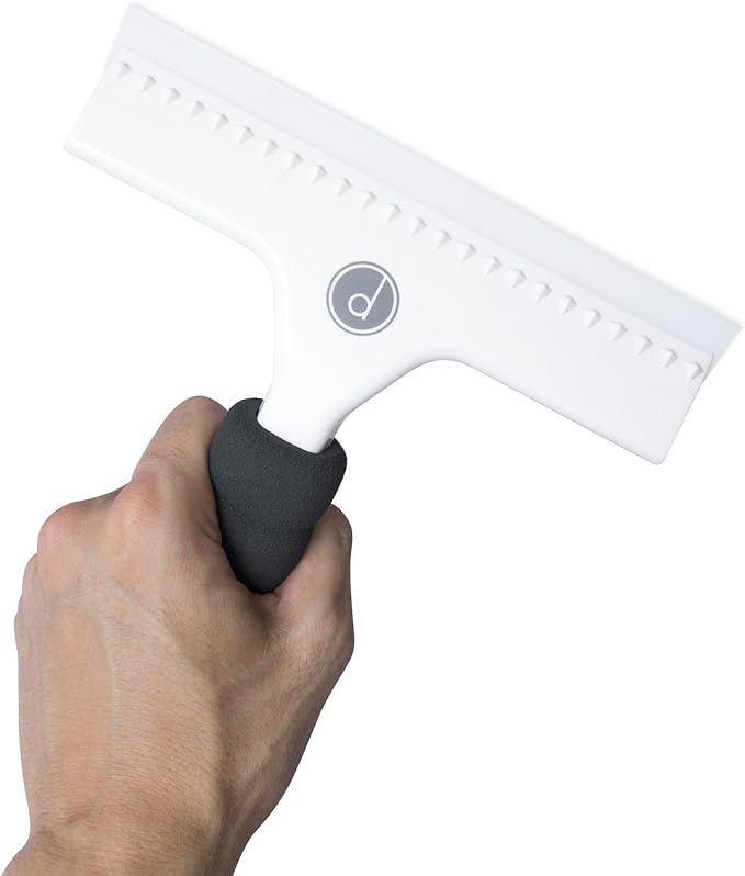 Squeegee for Shower Door, Car Windshield, and Glass Window - 2 Extra Silicone Replacement Blades - Foam Handle - Shower Squeegee - White